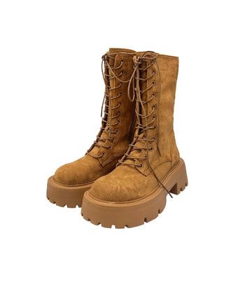 6cm Lucky Platform Sole Lace-Up Boots